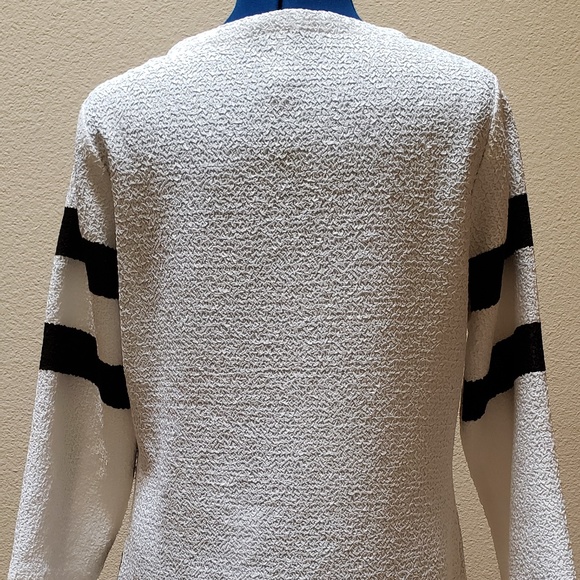 Women's Knit Berek Black & White Geometric Coat L - Picture 3 of 8